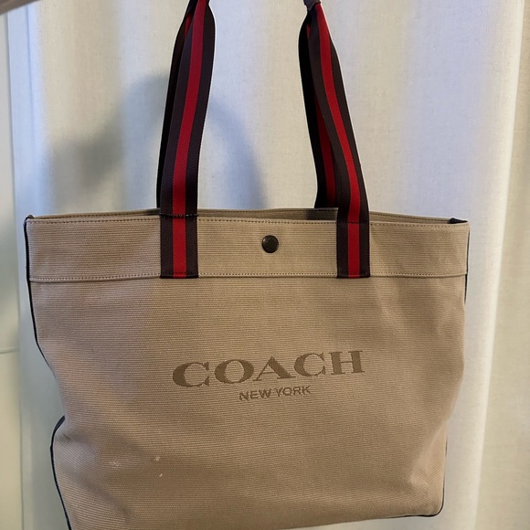 Coach Handbags - Coach Brown Bag with Red and Black Strap